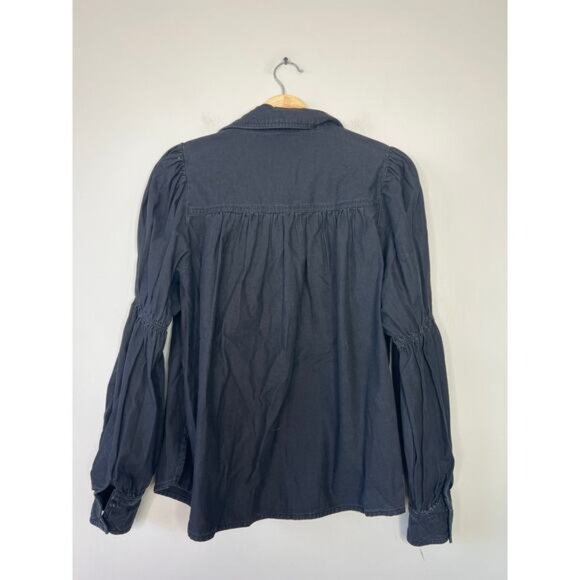 NEW Cleobella Button Down Cotton Blakely Blouse Charcoal Black Size: Medium - Picture 7 of 9